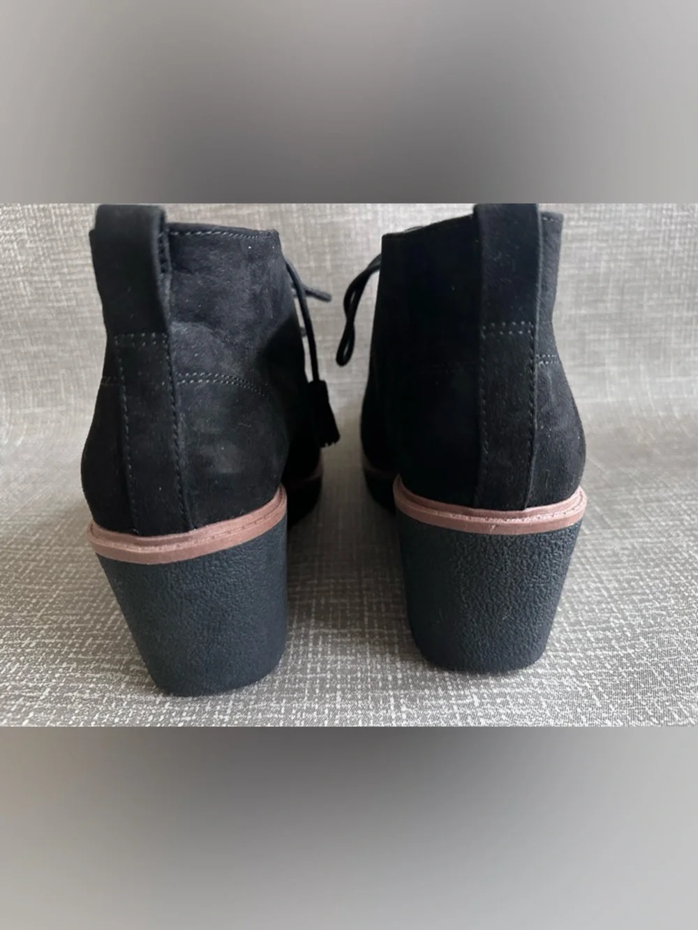 Dr. Scholl’s Women’s Black 3” Wedge Chukka Ankle Boots Lace Up Size 9M